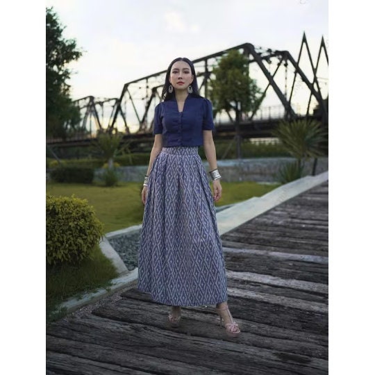 Vintage Lanna TRADITIONAL CLOTHES SET Available In Four Colors – Thailand Vintage Skirt And Blouse Clothe Set For Women