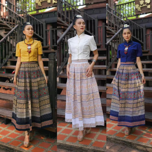  Thai Skirt, Cotton Blouse, Thai Dress, Hill Tribes, Vintage dress